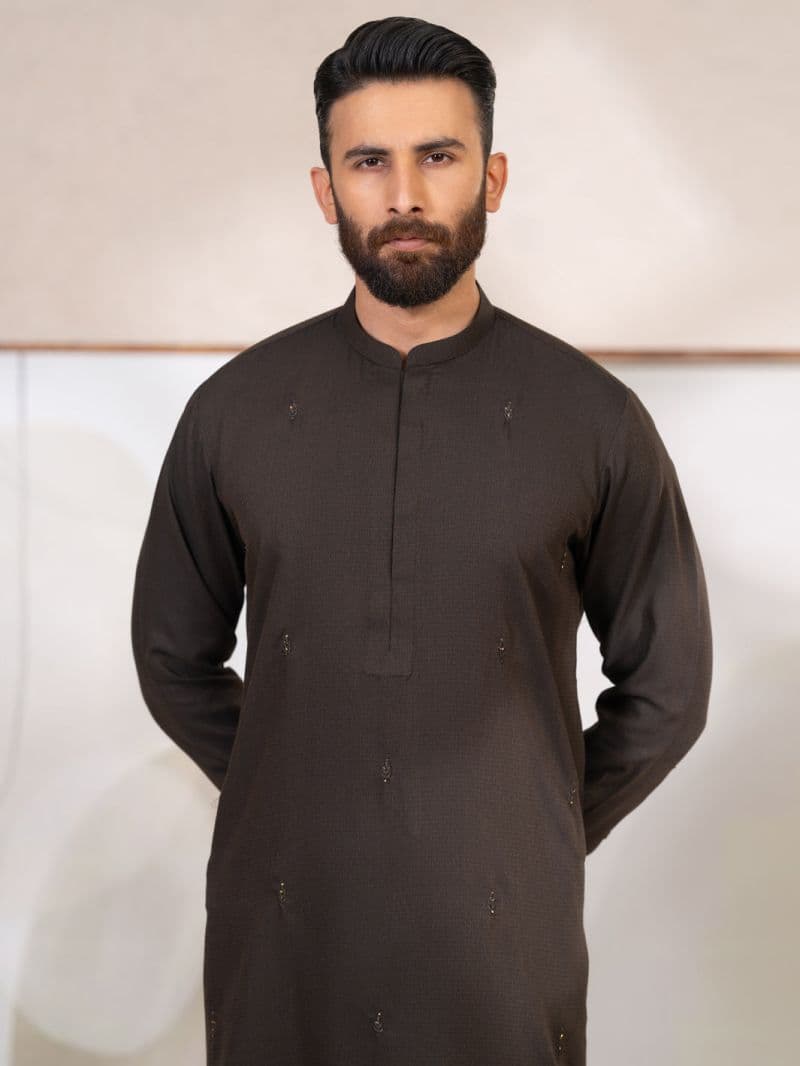 Dark Brown Kameez Shalwar thumbnail