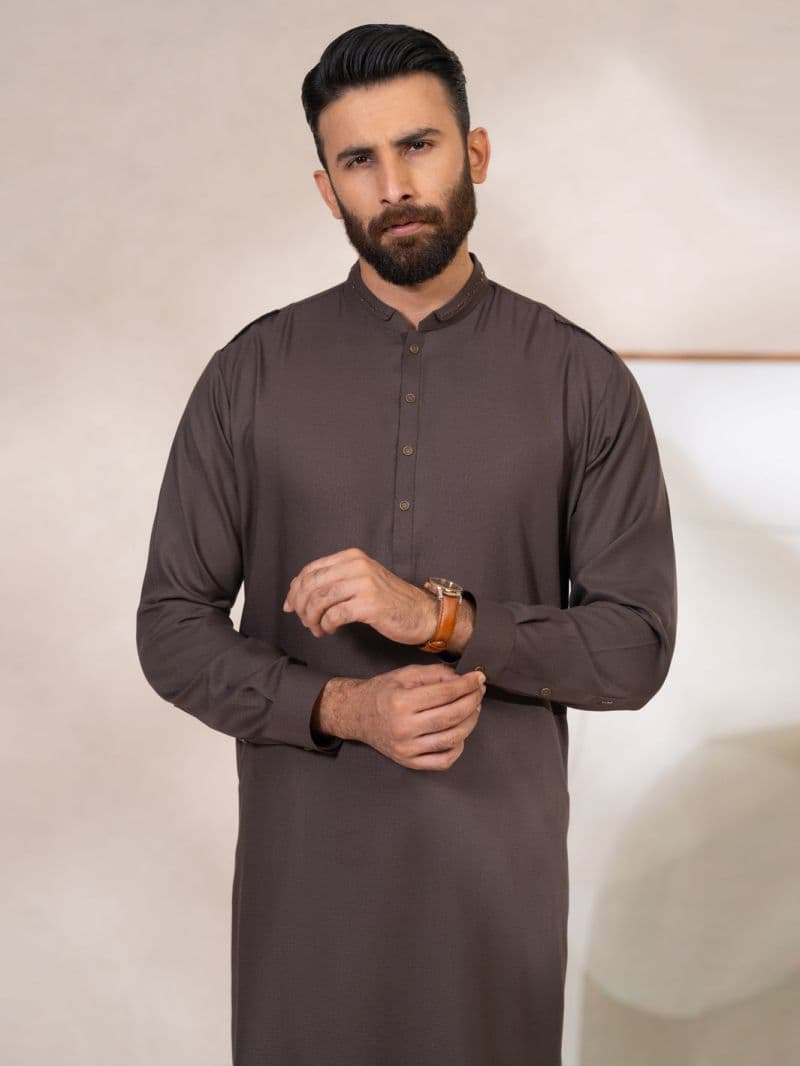 Dark Brown Kameez Shalwar thumbnail