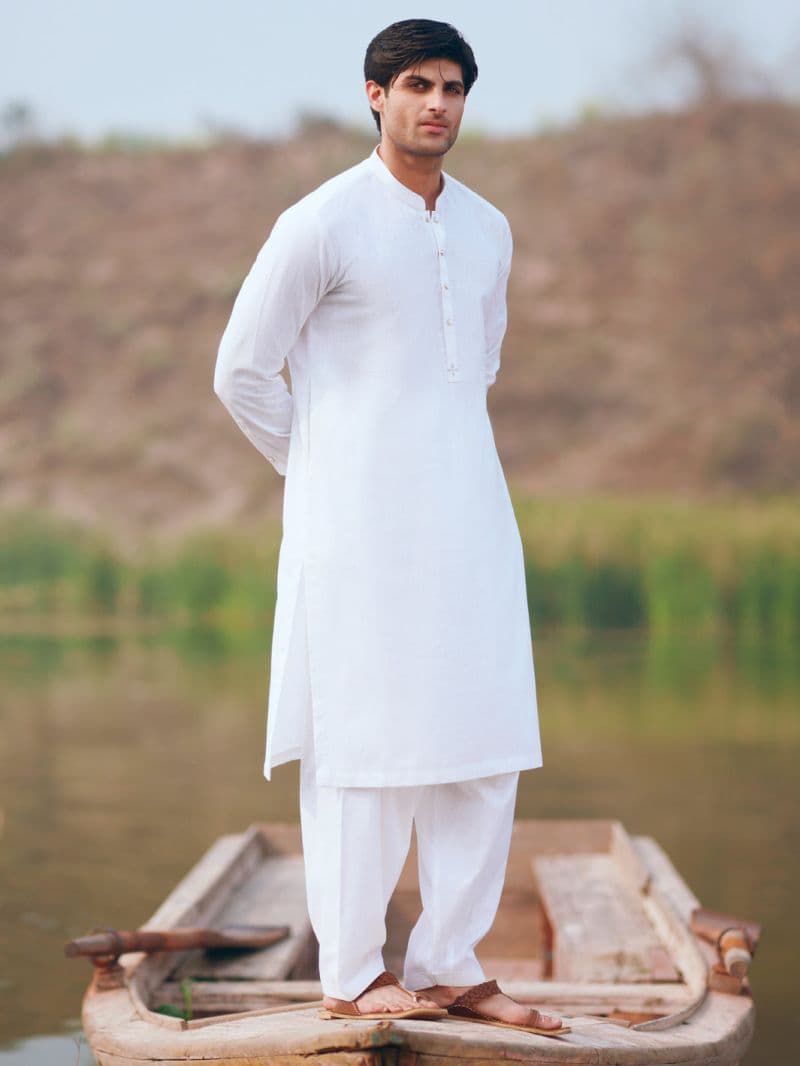 White Cut & Sew Kameez Shalwar
