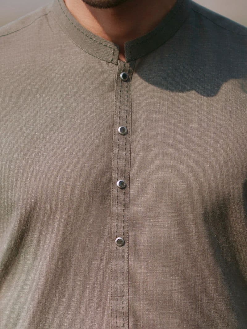 Olive Green Cut & Sew Kameez Shalwar thumbnail