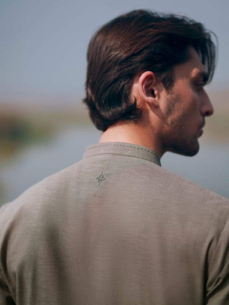 Olive Green Cut & Sew Kameez Shalwar thumbnail