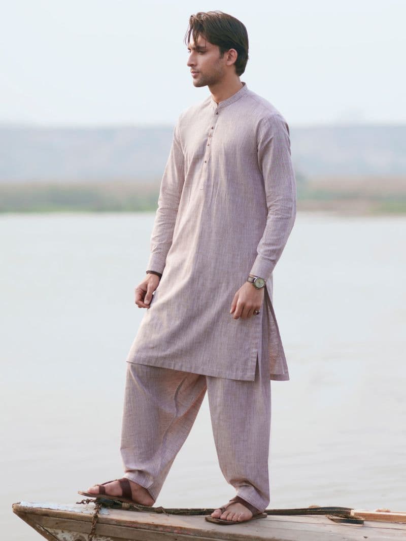 Beige Cut & Sew Kameez Shalwar