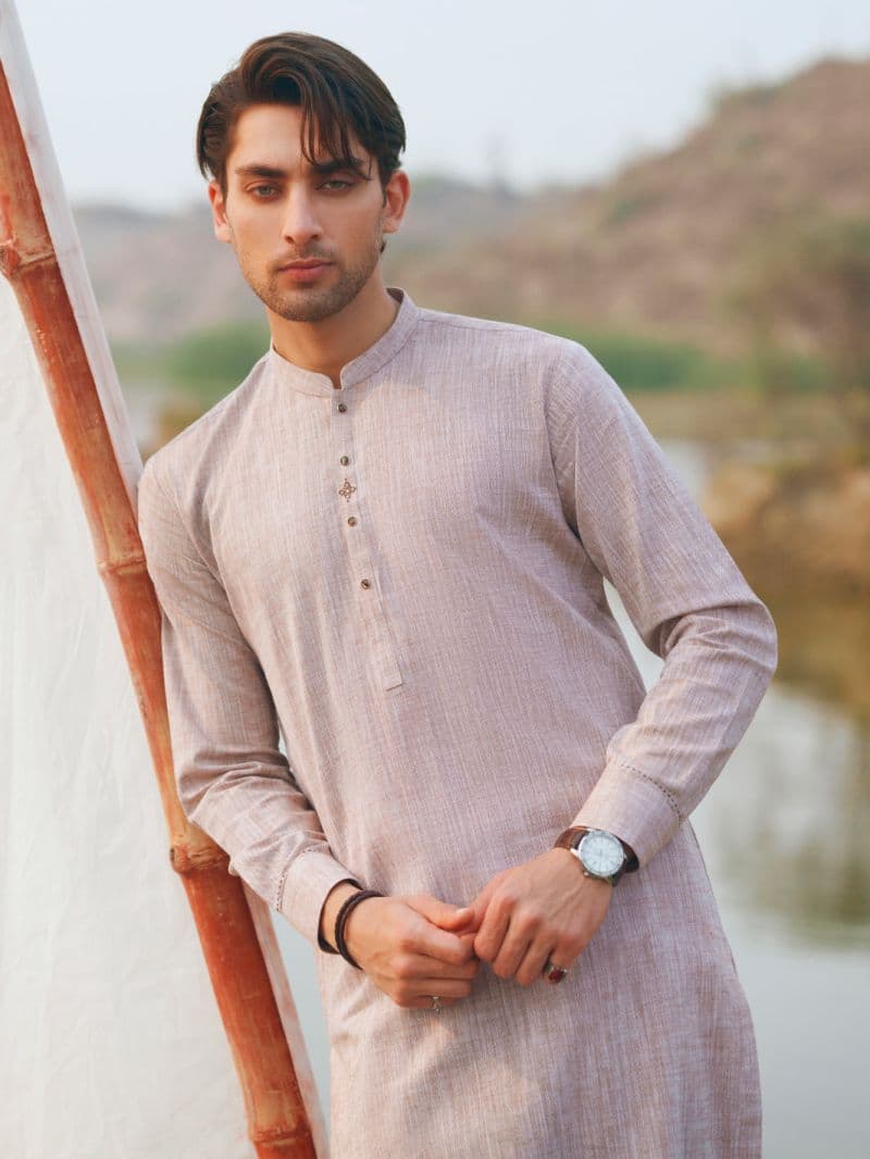 Beige Cut & Sew Kameez Shalwar