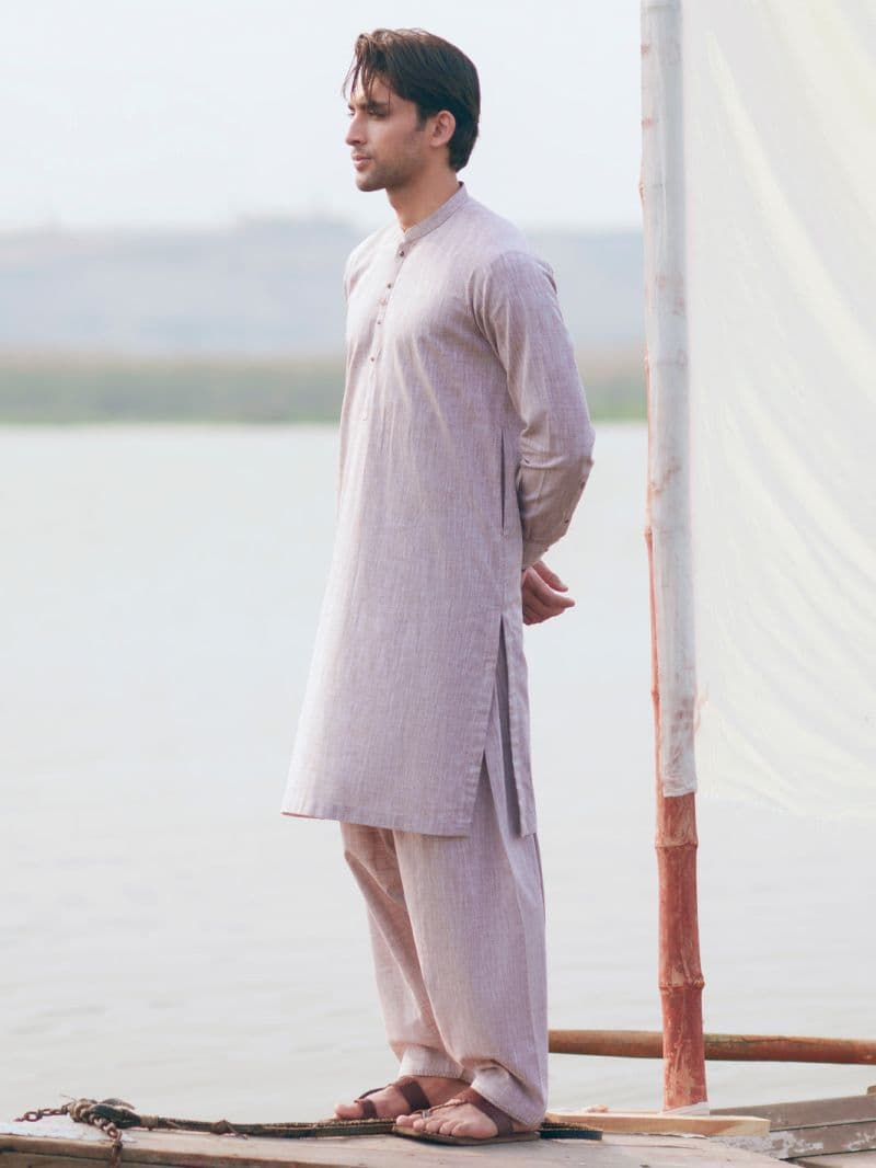 Beige Cut & Sew Kameez Shalwar