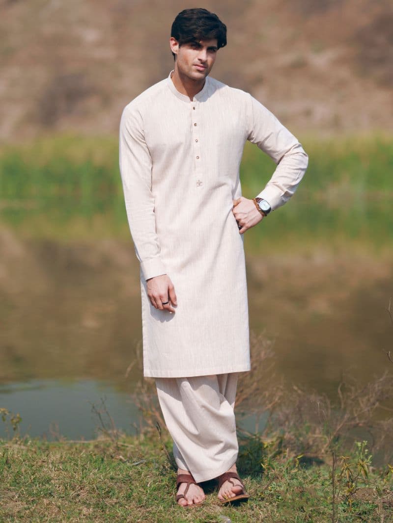 Beige Cut & Sew Kameez Shalwar thumbnail