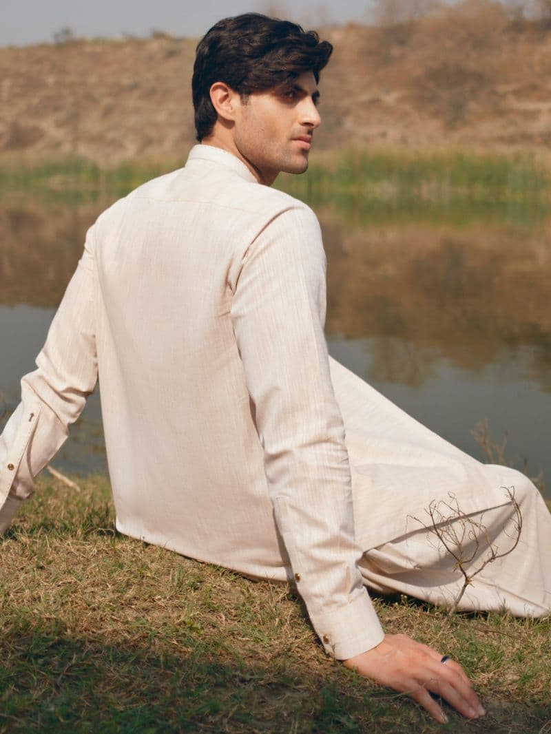 Beige Cut & Sew Kameez Shalwar thumbnail