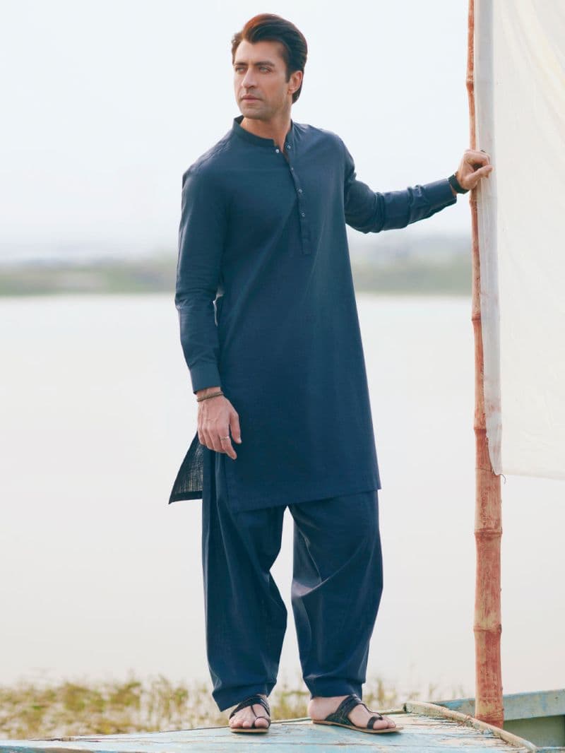 Dark Blue Cut & Sew Kameez Shalwar thumbnail