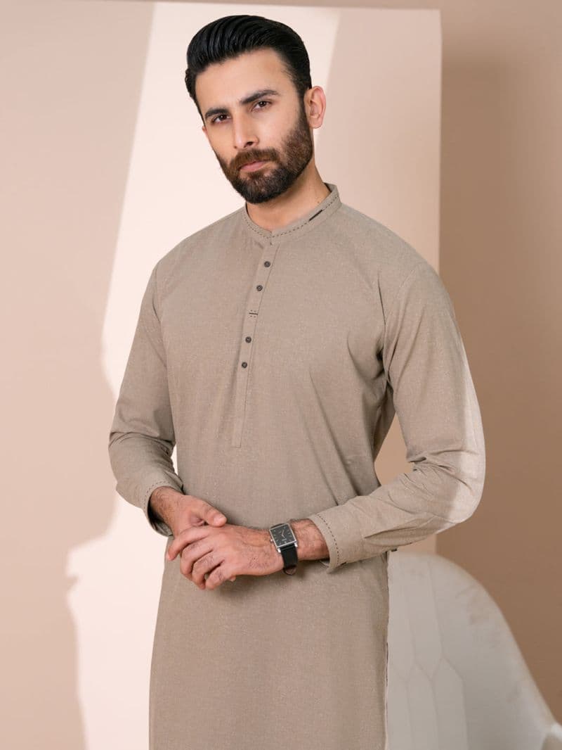 Brown Cuts & Sew Kameez Shalwar