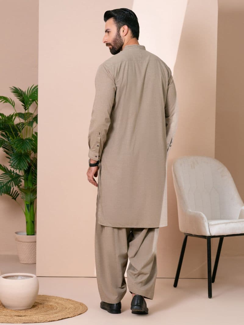 Brown Cuts & Sew Kameez Shalwar