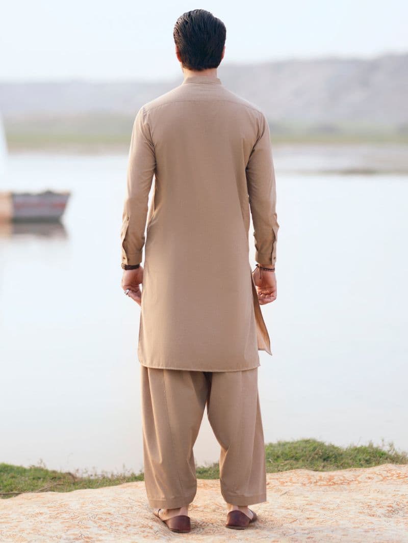Beige Cut & Sew Kameez Shalwar