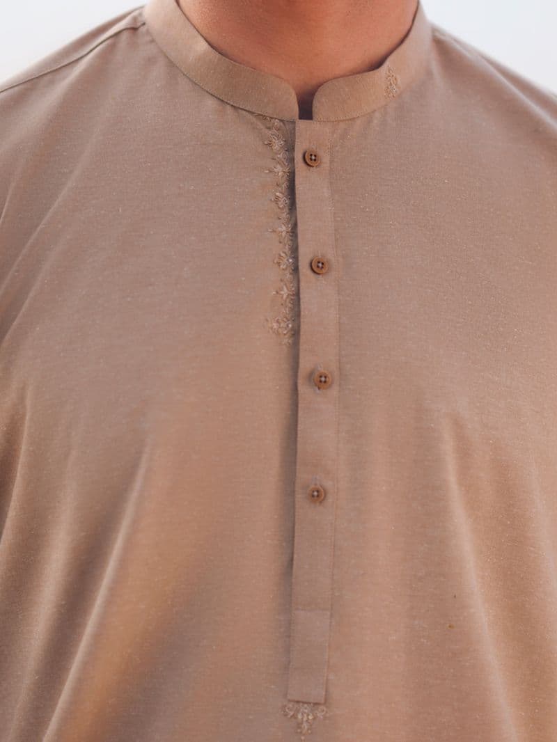 Beige Cut & Sew Kameez Shalwar