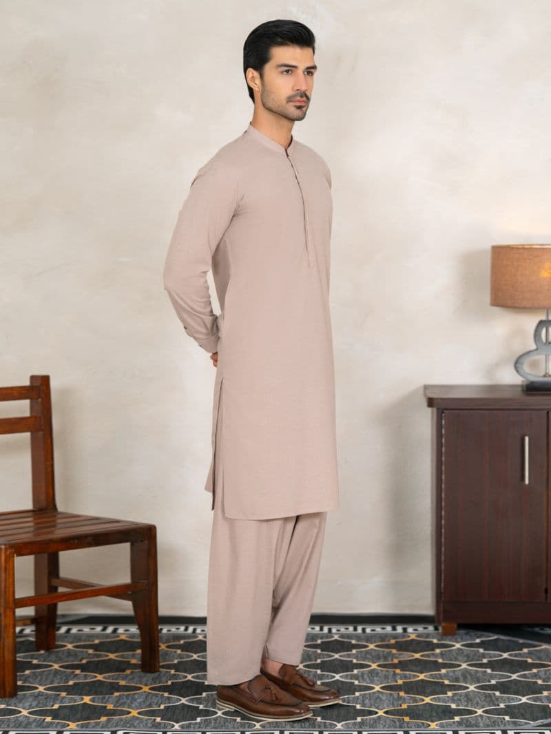 Beige Semi-Formal Kameez Shalwar