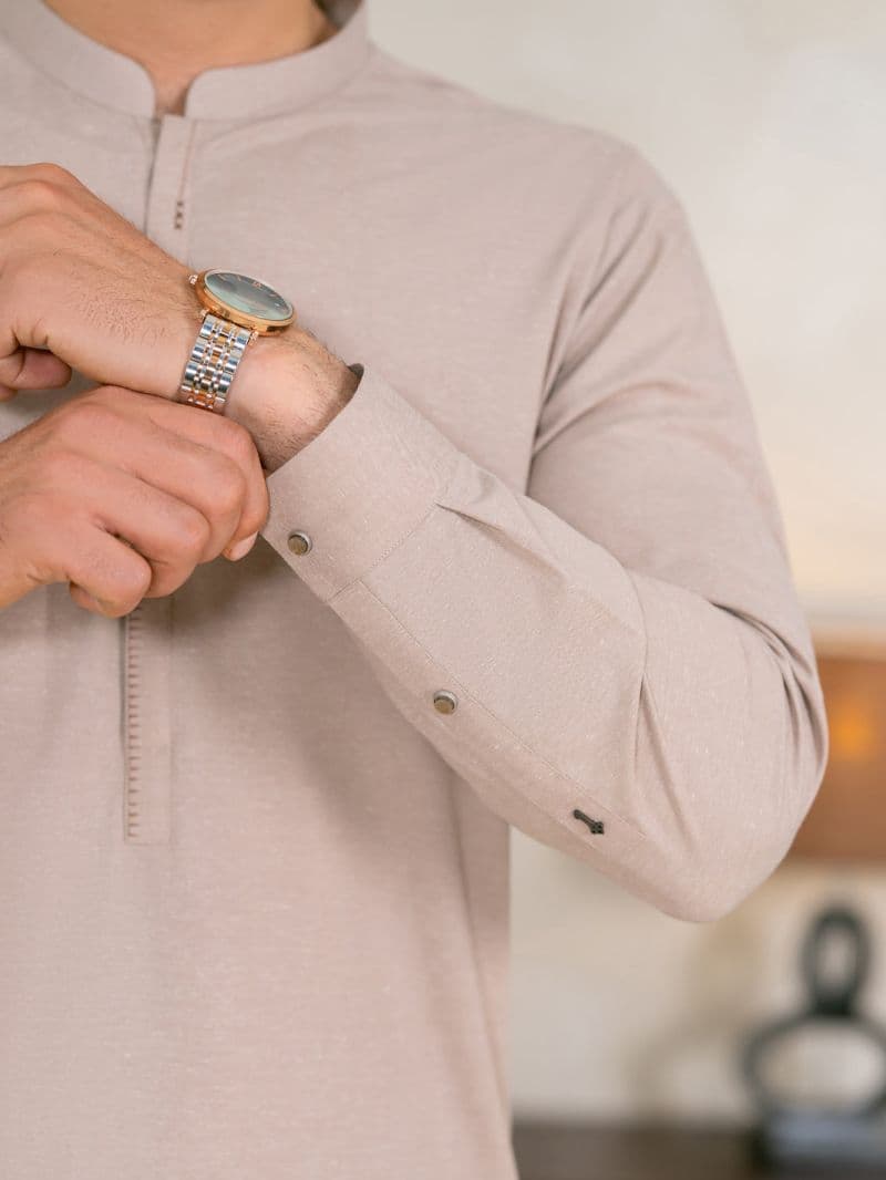 Beige Semi-Formal Kameez Shalwar