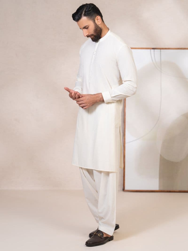 Cream Cut & Sew Kameez Shalwar thumbnail