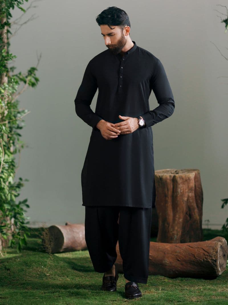 Black Cut & Sew Kameez Shalwar thumbnail