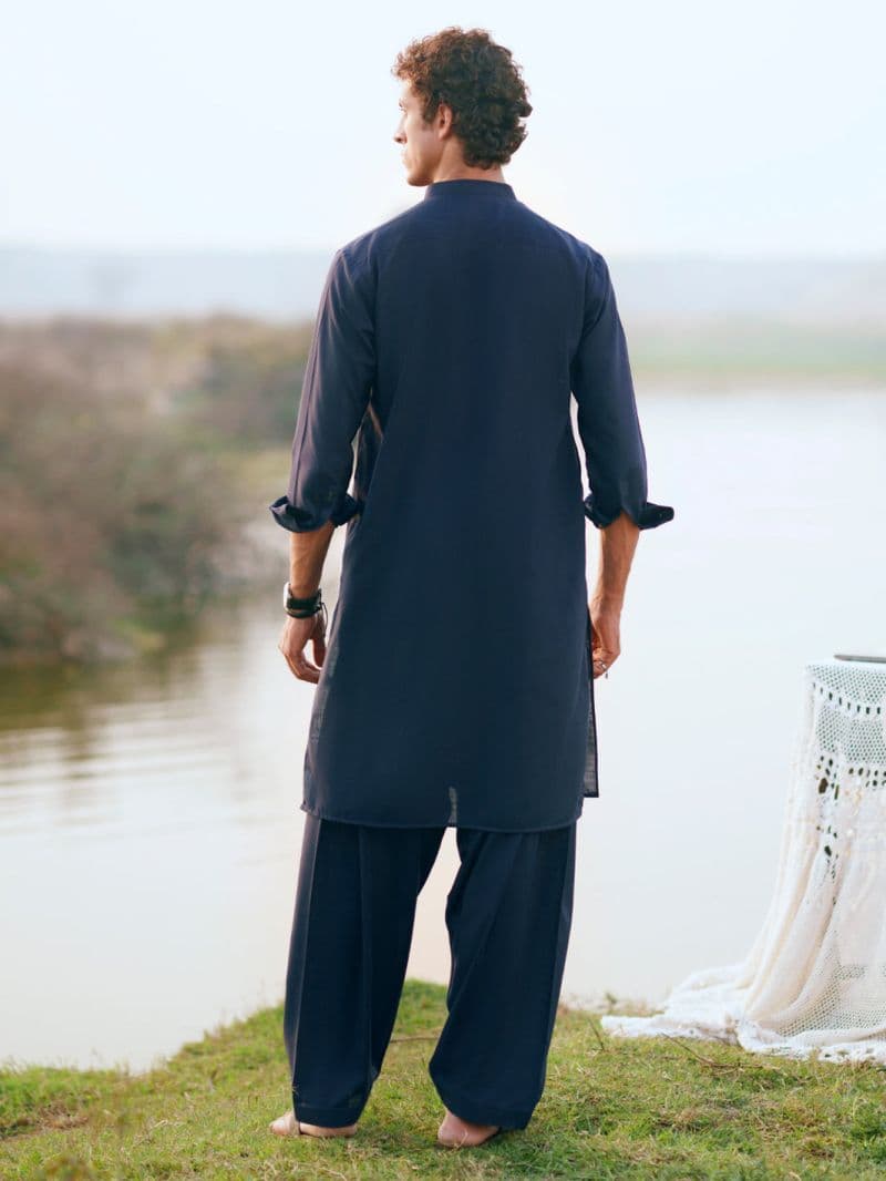 Navy Blue Cut & Sew Kameez Shalwar thumbnail