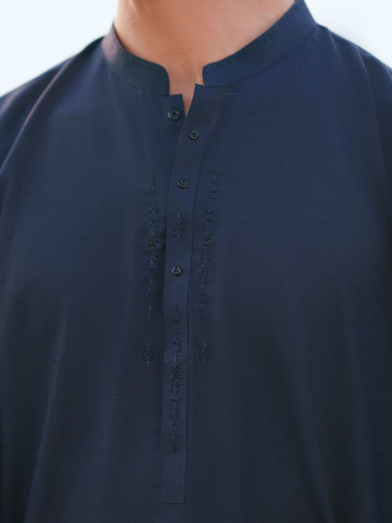 Navy Blue Cut & Sew Kameez Shalwar thumbnail