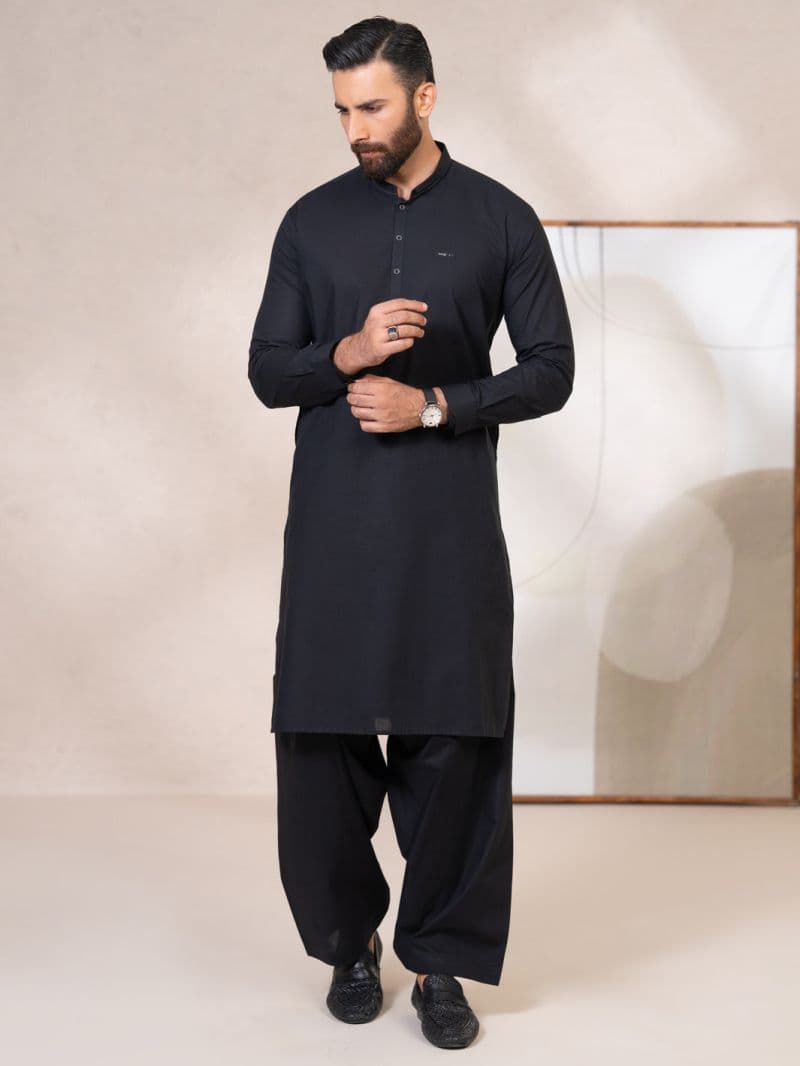 Black Cotton Cut & Sew Kameez Shalwar thumbnail