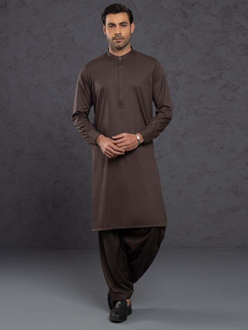 Brown Plain Kameez Shalwar thumbnail