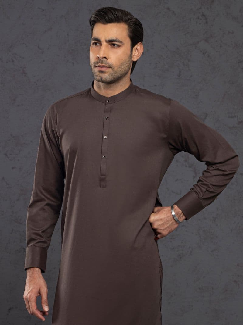 Brown Plain Kameez Shalwar thumbnail