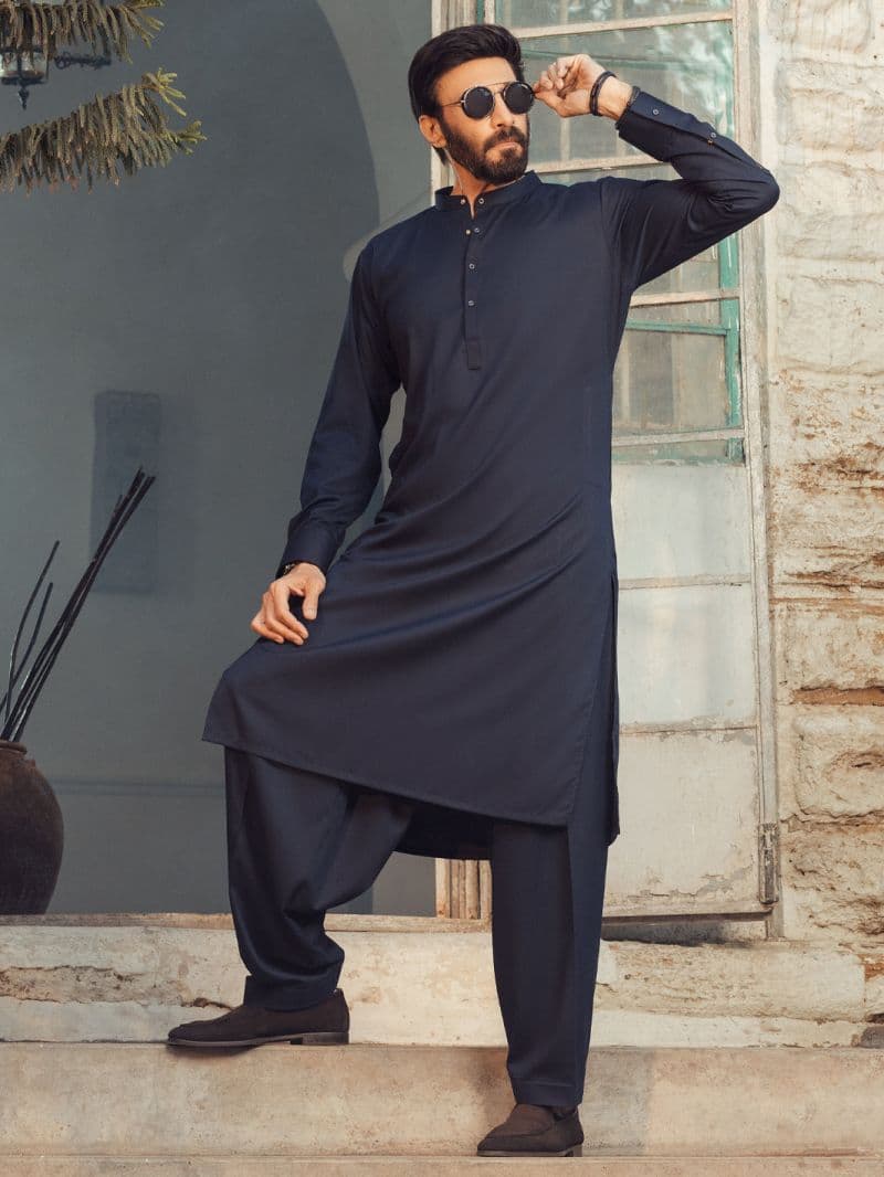 Midnight Blue Plain Kameez Shalwar thumbnail