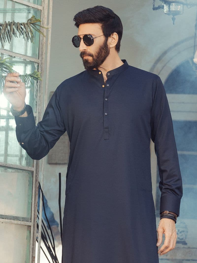 Midnight Blue Plain Kameez Shalwar thumbnail