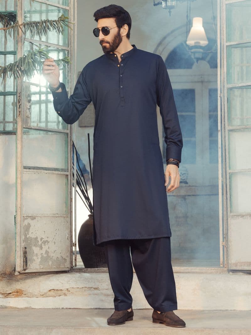 Midnight Blue Plain Kameez Shalwar thumbnail