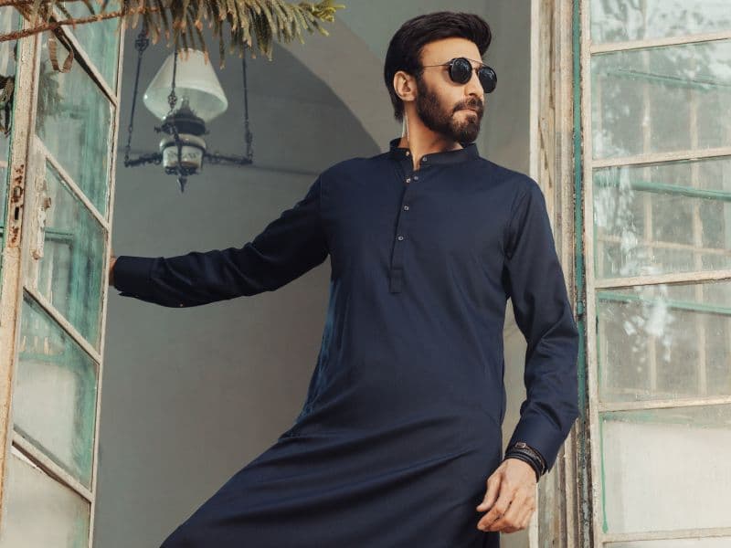 Midnight Blue Plain Kameez Shalwar thumbnail
