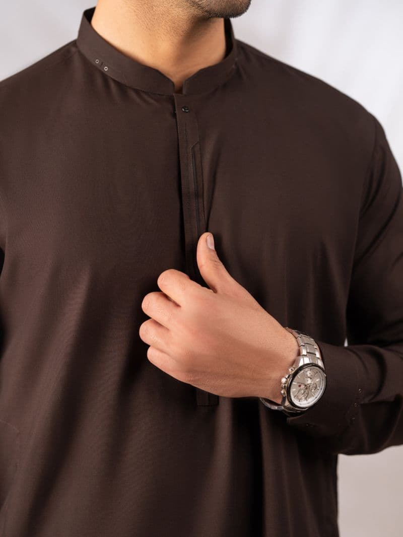 Dark Brown Cut & Sew Kameez Shalwar thumbnail
