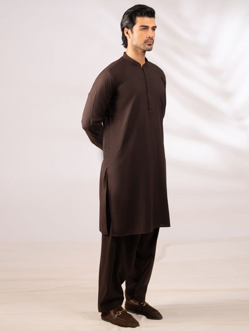 Dark Brown Cut & Sew Kameez Shalwar thumbnail