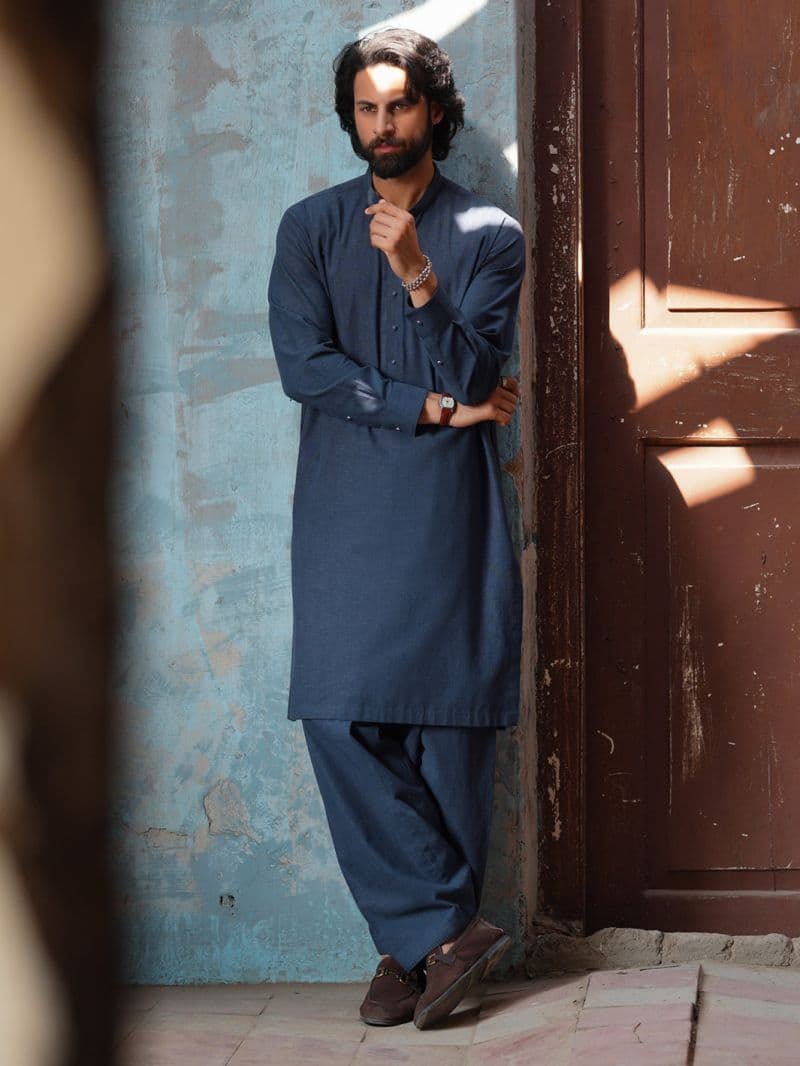 Dark Blue Cut & Sew Kameez Shalwar thumbnail