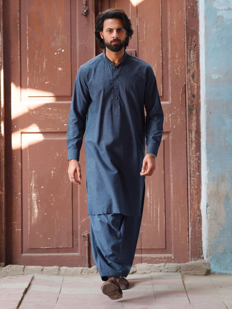 Dark Blue Cut & Sew Kameez Shalwar thumbnail