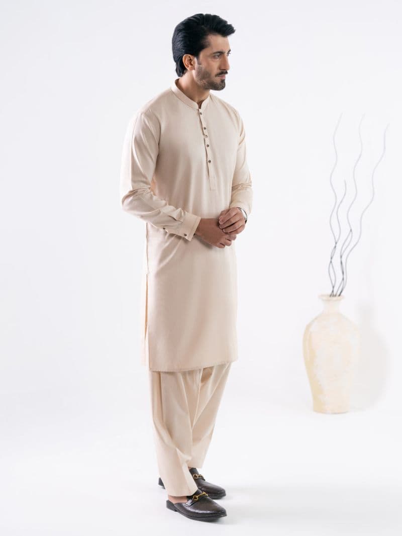 Beige Cotton Cut & Sew Kameez Shalwar thumbnail