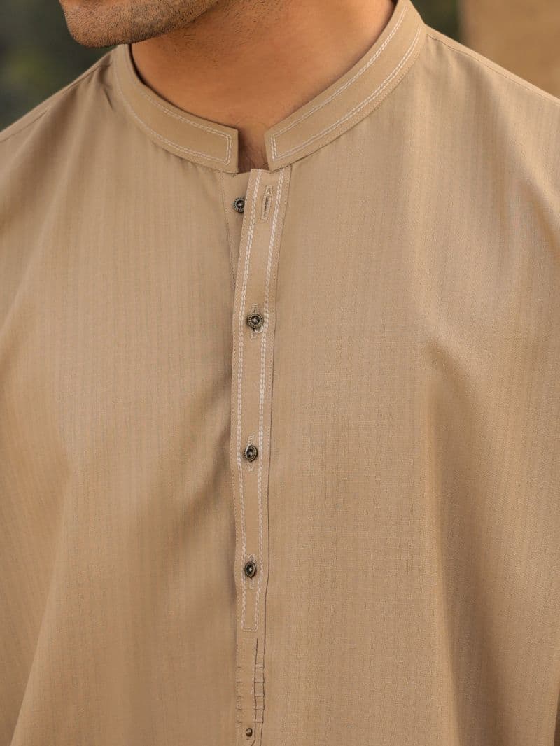 Sand Brown Cut & Sew Kameez Shalwar thumbnail