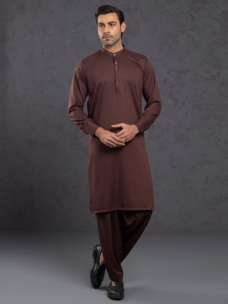 Maroon Plain Kameez Shalwar thumbnail