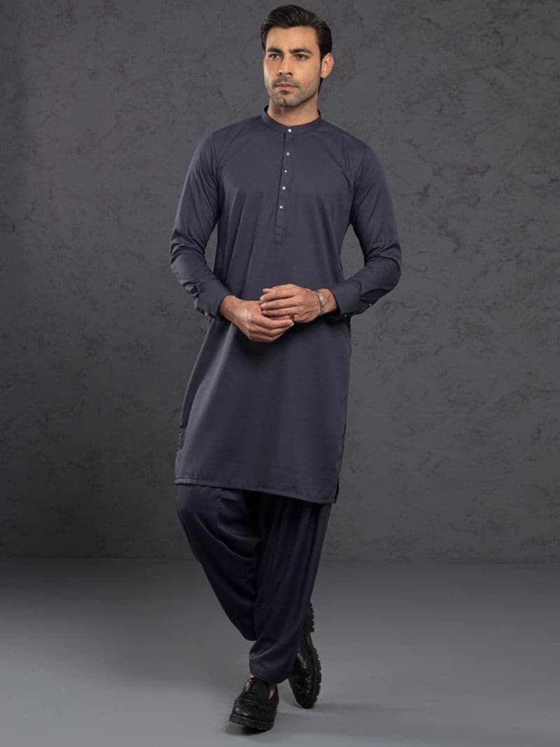 Grey Plain Kameez Shalwar thumbnail