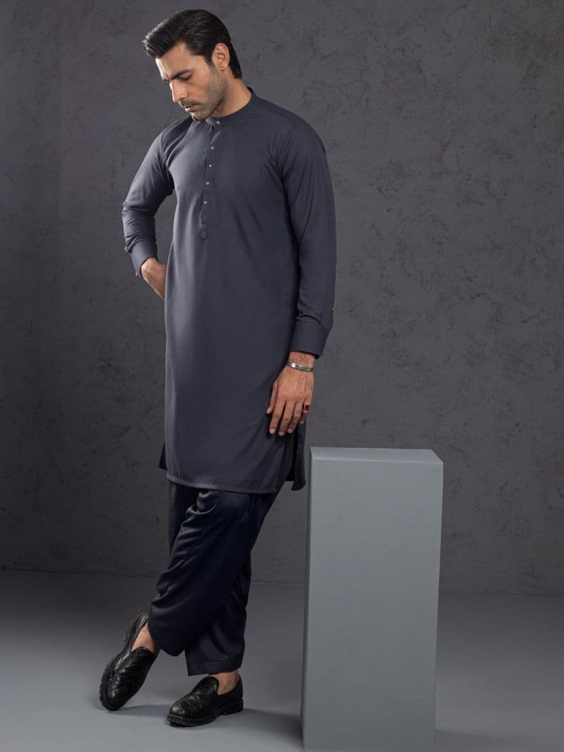 Grey Plain Kameez Shalwar thumbnail