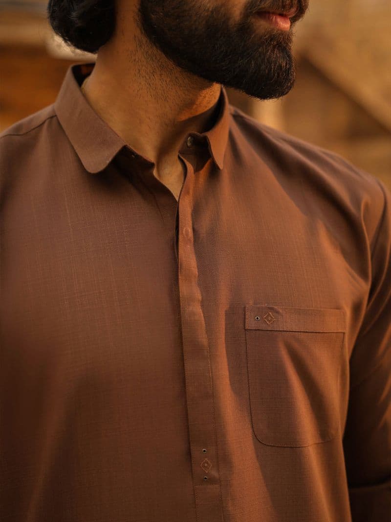 Brown Cut & Sew Kameez Shalwar