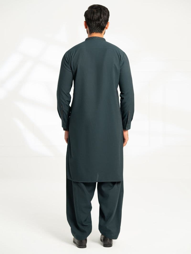 Dark Green Semi-Formal Kameez Shalwar thumbnail