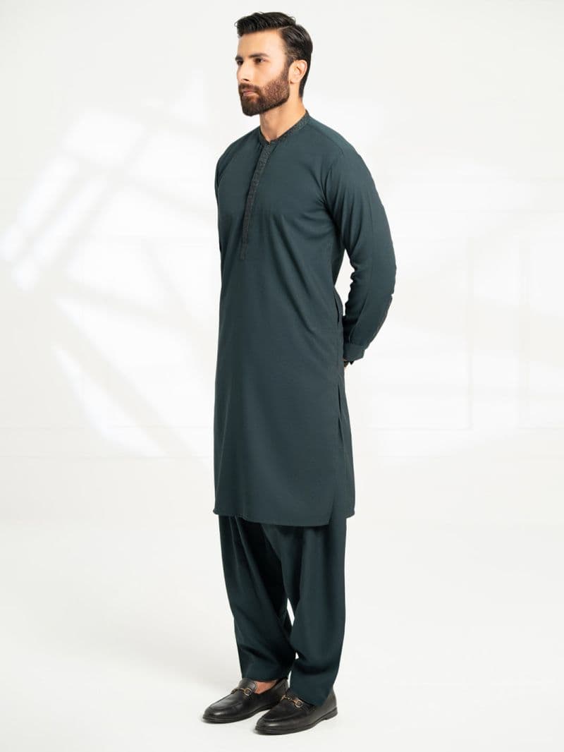 Dark Green Semi-Formal Kameez Shalwar thumbnail