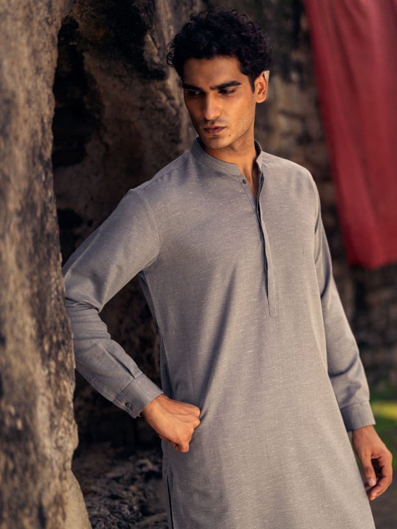 Light Grey Kameez Shalwar thumbnail