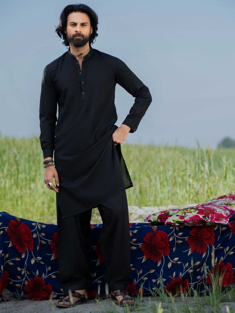 Black Blended Kameez Shalwar
