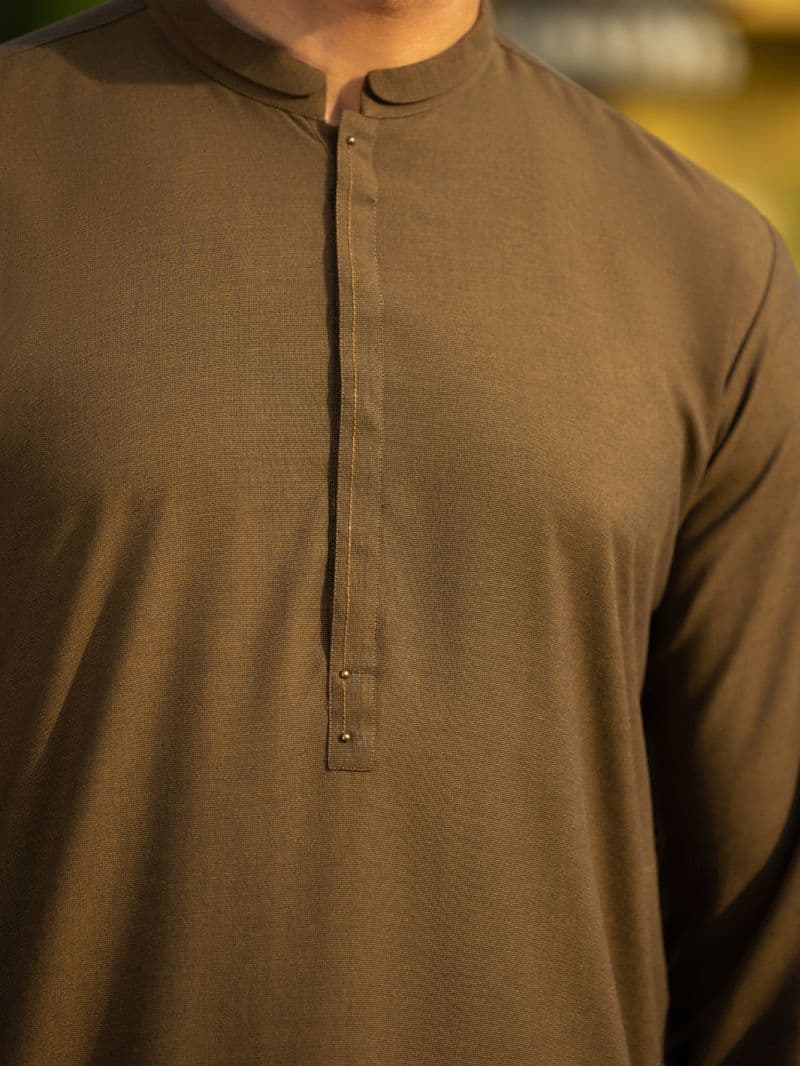 Olive Green Blended Kameez Shalwar thumbnail