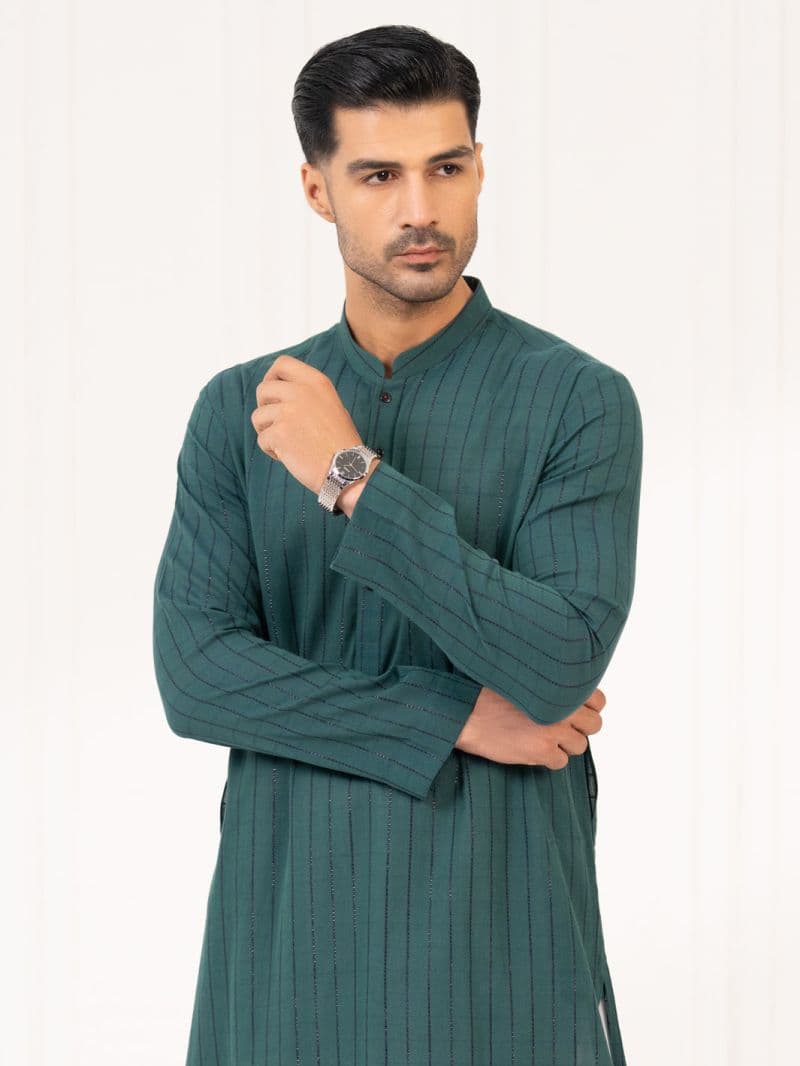 Green Jacquard Kurta thumbnail