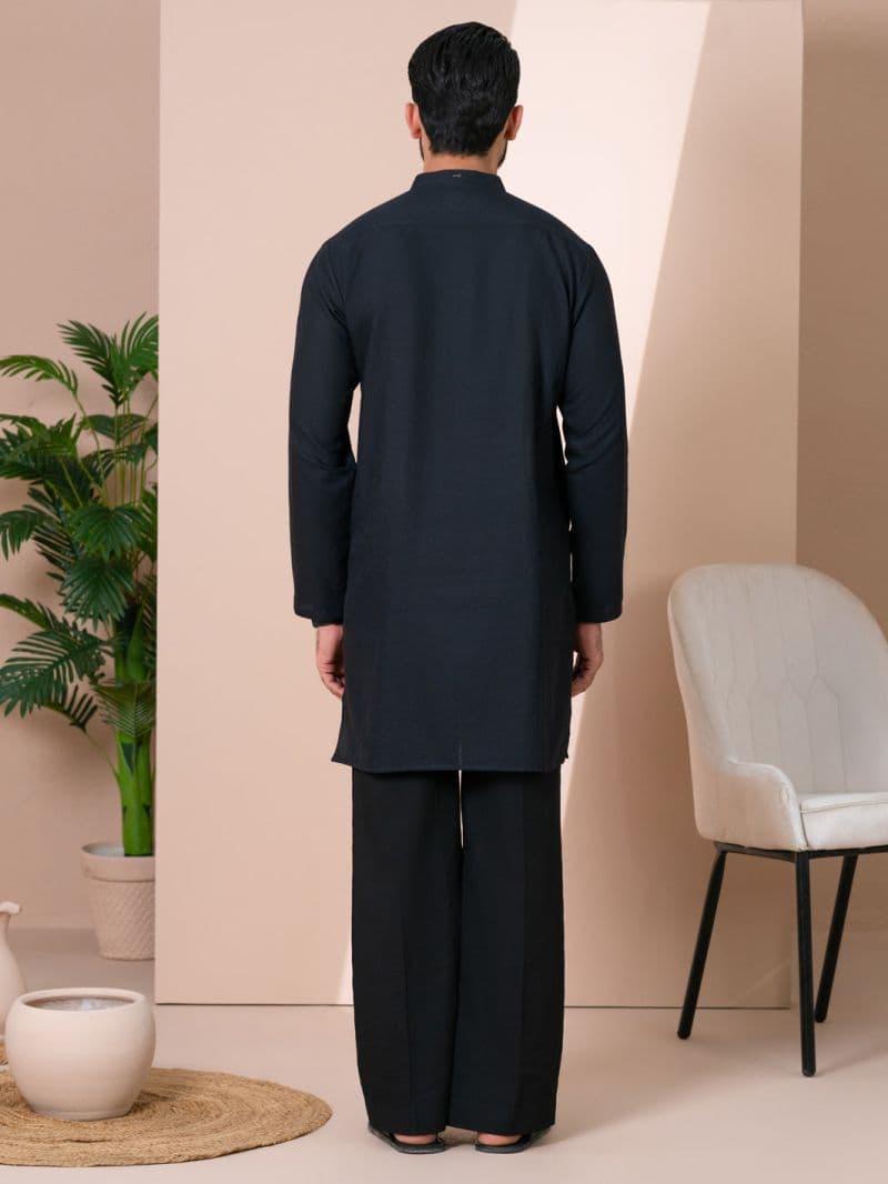 Black Cotton Kurta