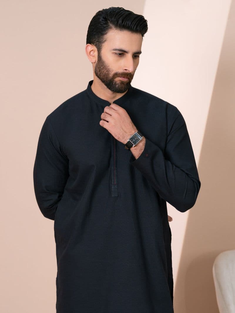 Black Cotton Kurta