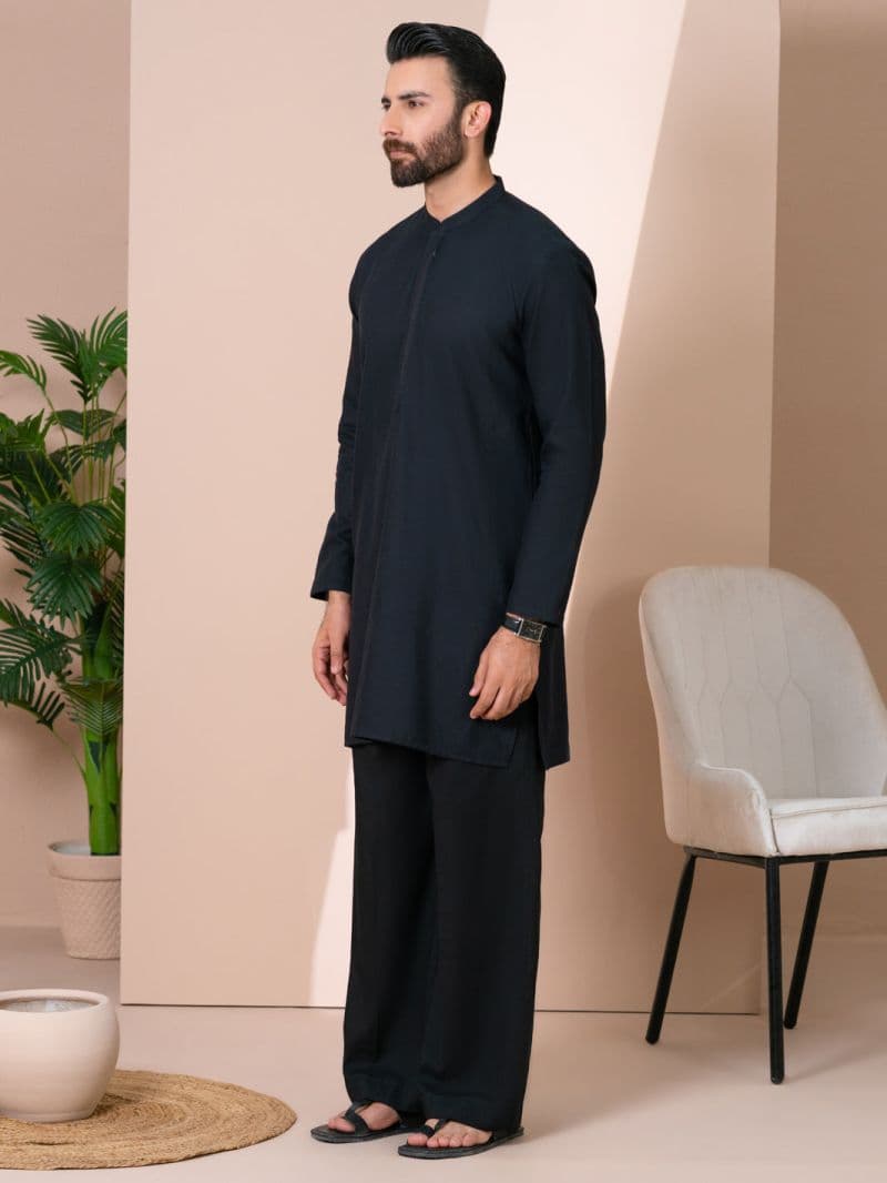 Black Cotton Kurta