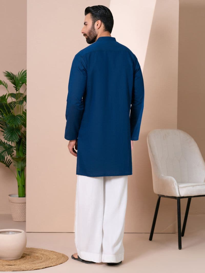 Dark Blue Cotton Men Kurta thumbnail