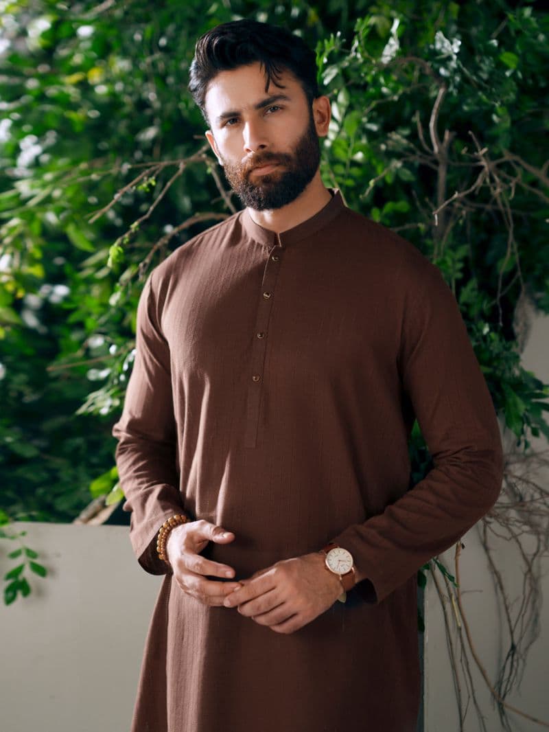 Brown Cotton Cut & Sew Kurta thumbnail