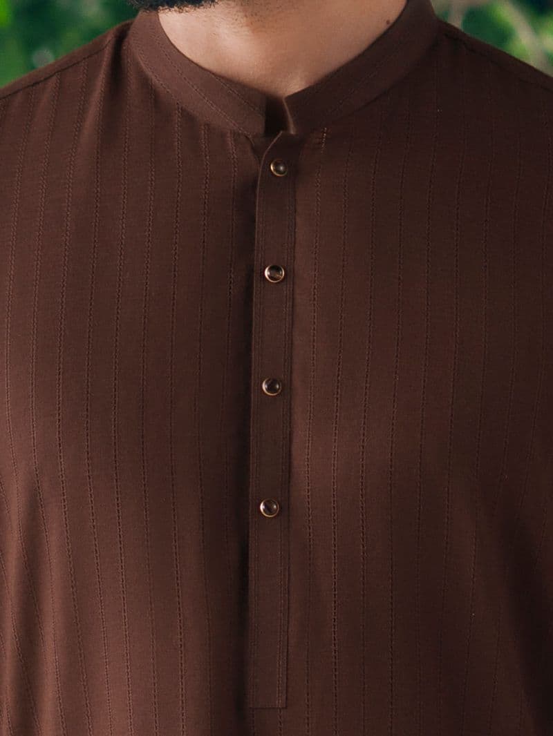 Brown Cotton Cut & Sew Kurta thumbnail